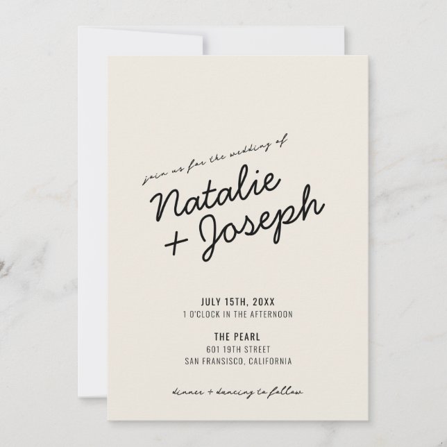 Convites Casamento de Script Whimsical Moderno Retro (Frente)