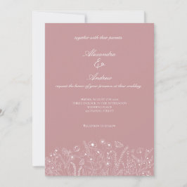 Convites Casamento de Script Wildflower Blush Elegante
