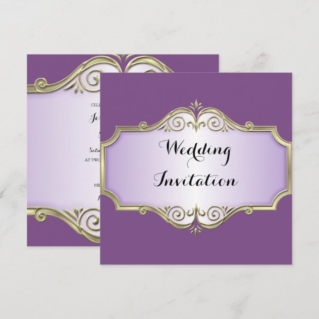 Convites Casamento de Seda Antiga Elegante (Frente/Verso)