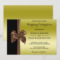 Casamento de Seda Romântica com Laço Dourado e Pre