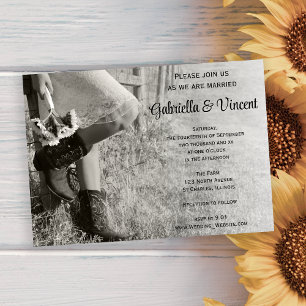Convites Casamento de serraria de Cowgirl e Sunflower