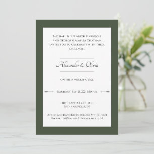 Convites Casamento de setas minimalista   Verde-oliva