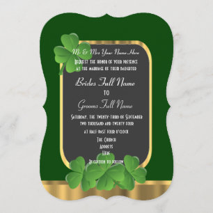 Convites Casamento de shamrock irlandês verde