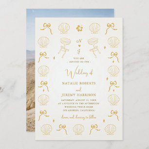 Convites Casamento de Shell de Seashell Desenhado Pela Mão 