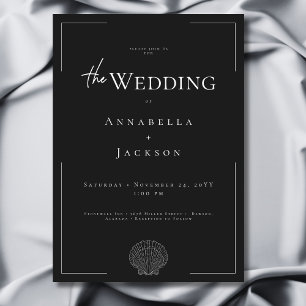Convites Casamento de Shell Preto e Branco com Tipografia M
