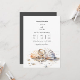 Convites Casamento de Shore de Seashell Rings Casamentos de