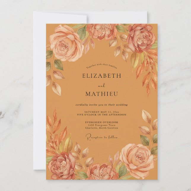 Convites Casamento de Sienna Ranunculus Eucalipto (Frente)