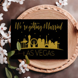 Convites Casamento de Silhouette em Las Vegas Dourado e pre