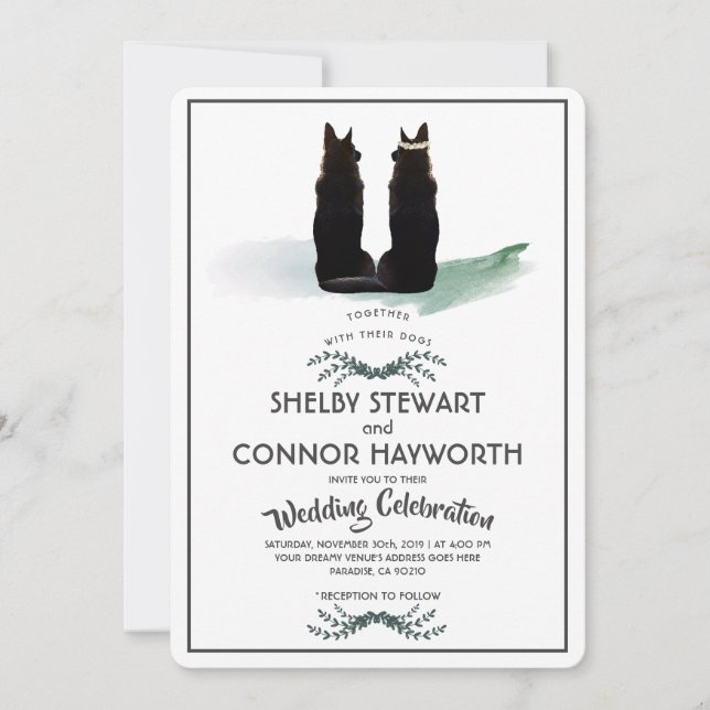 Convites Casamento de Silhouette German shepherd lindo (Frente)