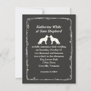 Convites Casamento de Silhuettes German shepherd Brancos