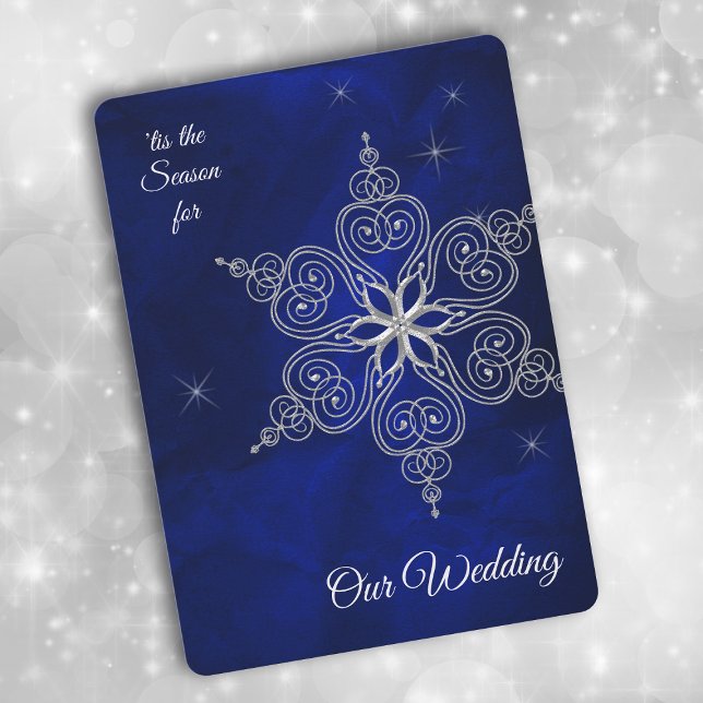 Convites Casamento de Silver Star Snowflake Winter Sky (Criador carregado)