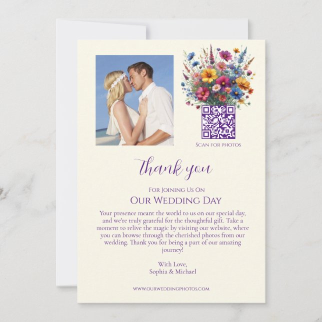 Convites Casamento De Sinfonia De Flores Selvagens Obrigado (Frente)