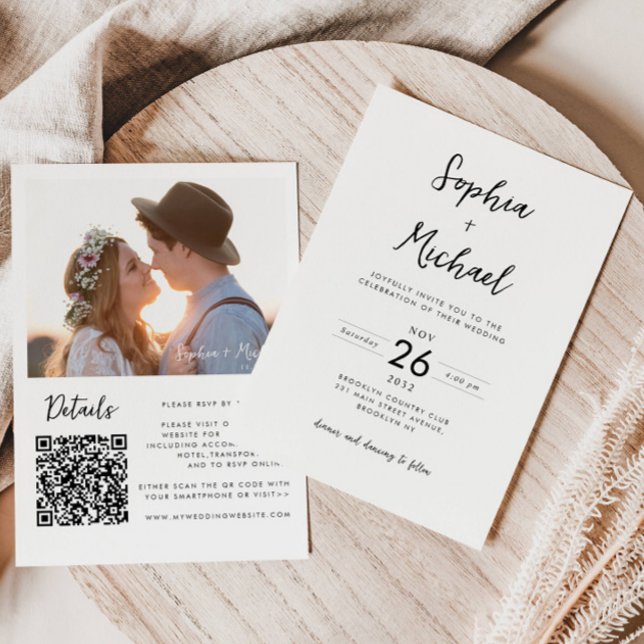 Convites Casamento de Site QR de Detalhes de Foto Moderna M (Criador carregado)