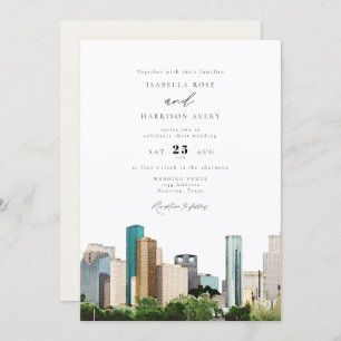 Convites Casamento de Skyline da Cidade de Houston Texas