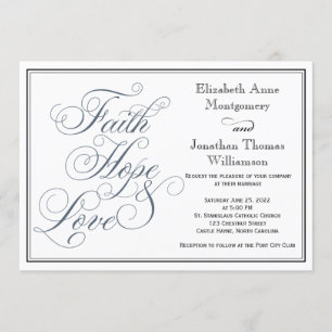 Convites Casamento de Slate Blue Faith Hope & Love