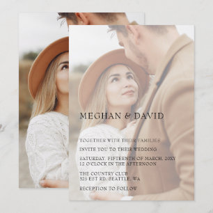 Convites Casamento de Sobreposição de Foto de Cheio Simples