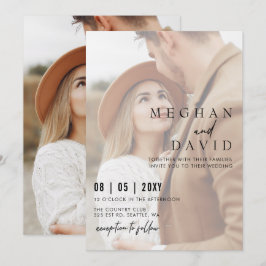 Convites Casamento de Sobreposição de Foto de Cheio Simples