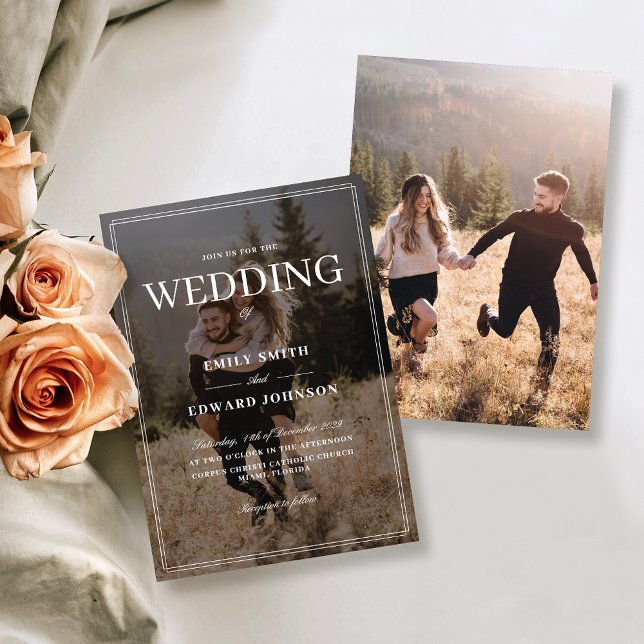 Convites Casamento de Sobreposição de Foto Elegante (Criador carregado)