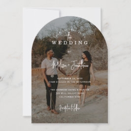 Convites Casamento de Sobreposição de Foto Negra Elegante C