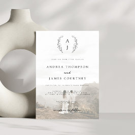 Convites Casamento de Sobreposição de Fotos em Branco Preto