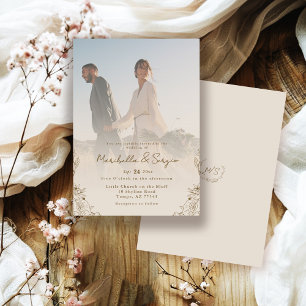Convites Casamento de Sobreposição de Fotos Russo Minimalis