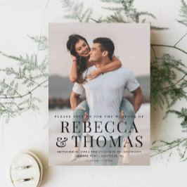 Convites Casamento de Sobreposição de Tipo de Foto Moderno