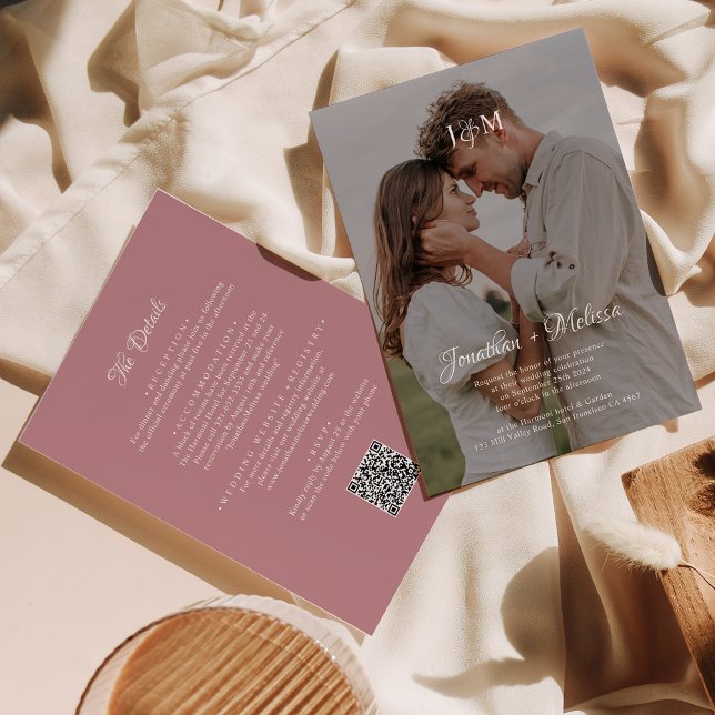 Convites Casamento de Sobreposição do Monograma de Rosa de  (Criador carregado)