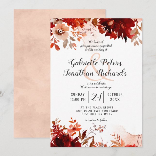 Convites Casamento de Soldadura por Aquarela Rustic Beauty  (Frente/Verso)