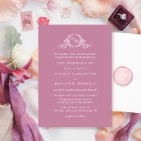 Casamento De Solo De Monograma, Cor-De-Rosa, Elega