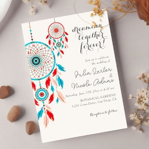 Convites Casamento de Sonho Boho Tribal com Penas
