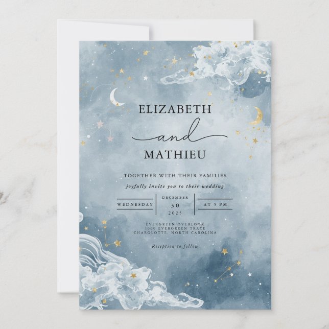 Convites Casamento de Sonho de Nuvem Celestial (Frente)