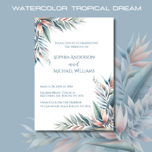 Convites Casamento de Sonhos Tropicais por Aquarela