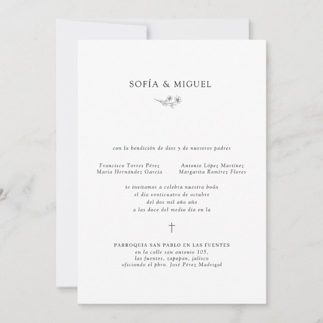 Convites Casamento de Sophia Invitación Boda Catolica (Frente)