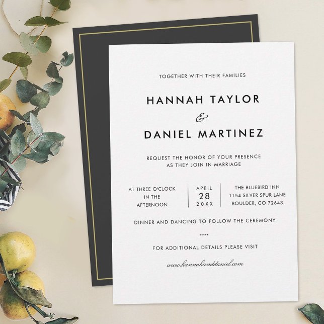 Convites Casamento de sotaques Dourados Elegante Minimalist (Criador carregado)