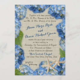 Convites Casamento de Starfish e Blue Hydrangea