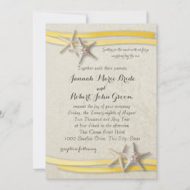 Convites Casamento de Starfish e Ribbon Yellow Beach