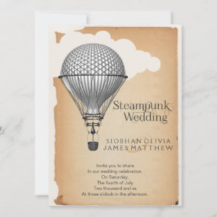 Convites Casamento de Steampunk Hot Air Balloon
