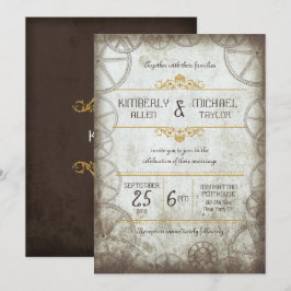 Convites Casamento de Steampunk, Vintage Industrial