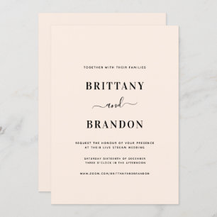 Convites Casamento de Stream ao Vivo Rosa-Esbranquiçada Min