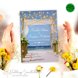 Convites Casamento de String Lights Tropical Beach Arbor