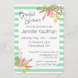 Convites Casamento de Stripe Floral Personalizado | Chá de