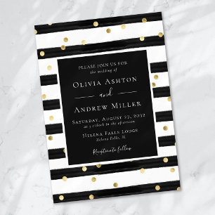 Convites Casamento de Stripe Gold Foil Spots