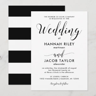 Convites Casamento de Stripes Negras e Brancas