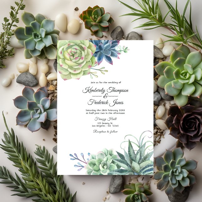 Convites Casamento de Succulents de Cactus Desert Watercolo (Succulents Wedding)
