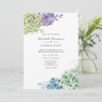 Casamento de Suculentas de Cacto em Aquarela