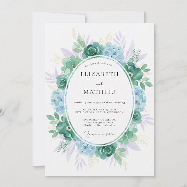 Convites Casamento de Suculentas Eucalipto Âmbar Teal (Frente)