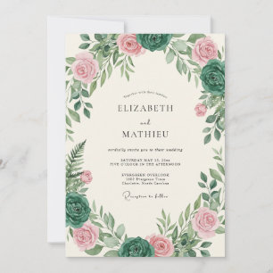 Convites Casamento de Suculentas Eucalipto Esmeralda Rosa