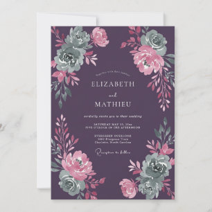 Convites Casamento de Suculentas Eucalipto Roxo Ameixa