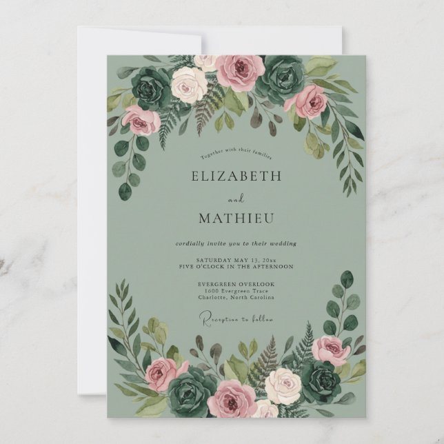 Convites Casamento de Suculentas Eucalipto Roxo Celadão (Frente)