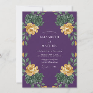 Convites Casamento de Suculentas Eucalipto Roxo Fundo
